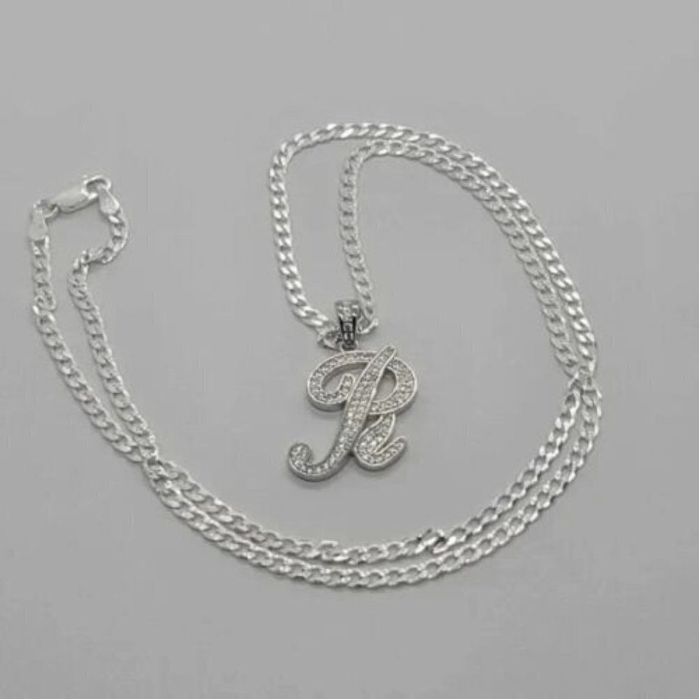 Brand New Sterling Silver 925 Letter R Necklace